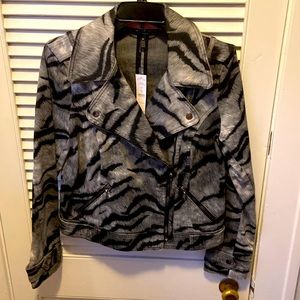 WHBM Printed Moro jacket NWT size 10 women’s. Black grey